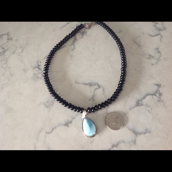 Jewelry - Larimar pendant on black beaded necklace